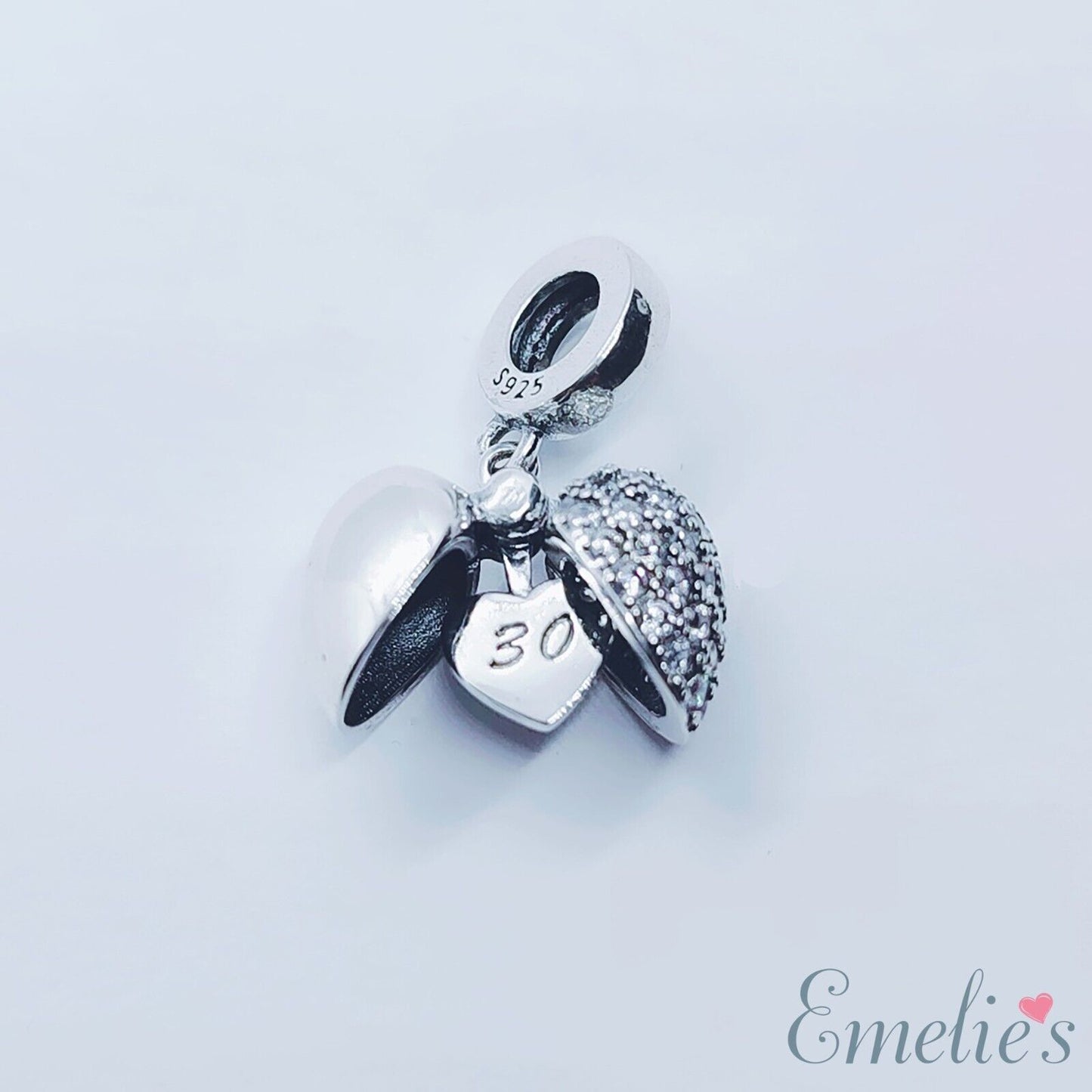 30th Birthday Charm Pendant for Pandora Bracelet. 925 Sterling Silver