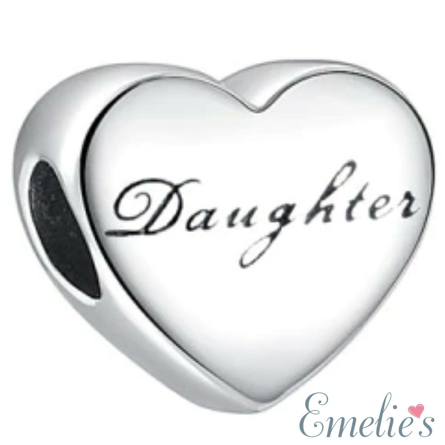 Daughter I Love you to the Moon and Back Charm for Pandora Bracelet. Sterling Silver