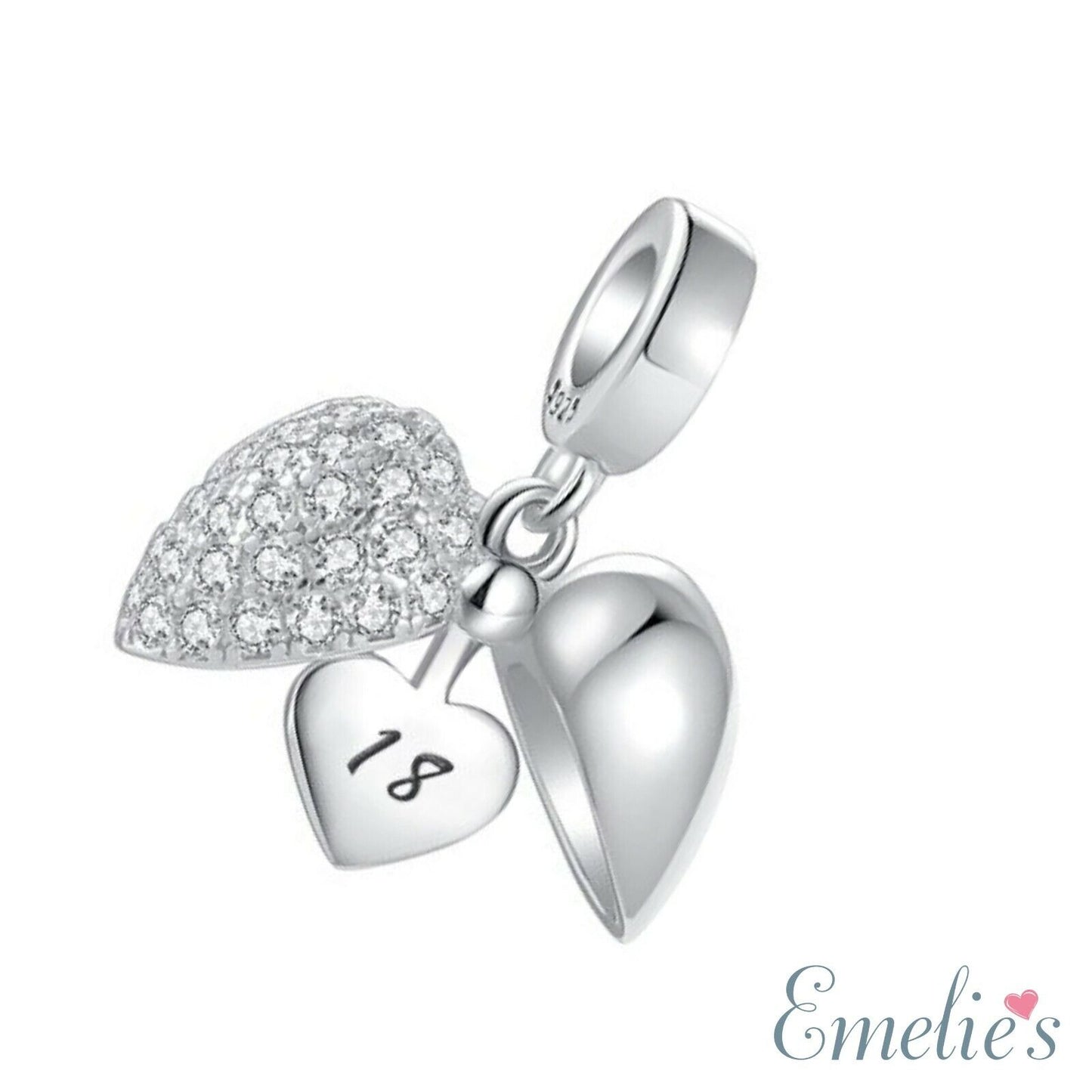 18th Birthday Charm Pendant for Pandora Charm Bracelet. 925 Sterling Silver