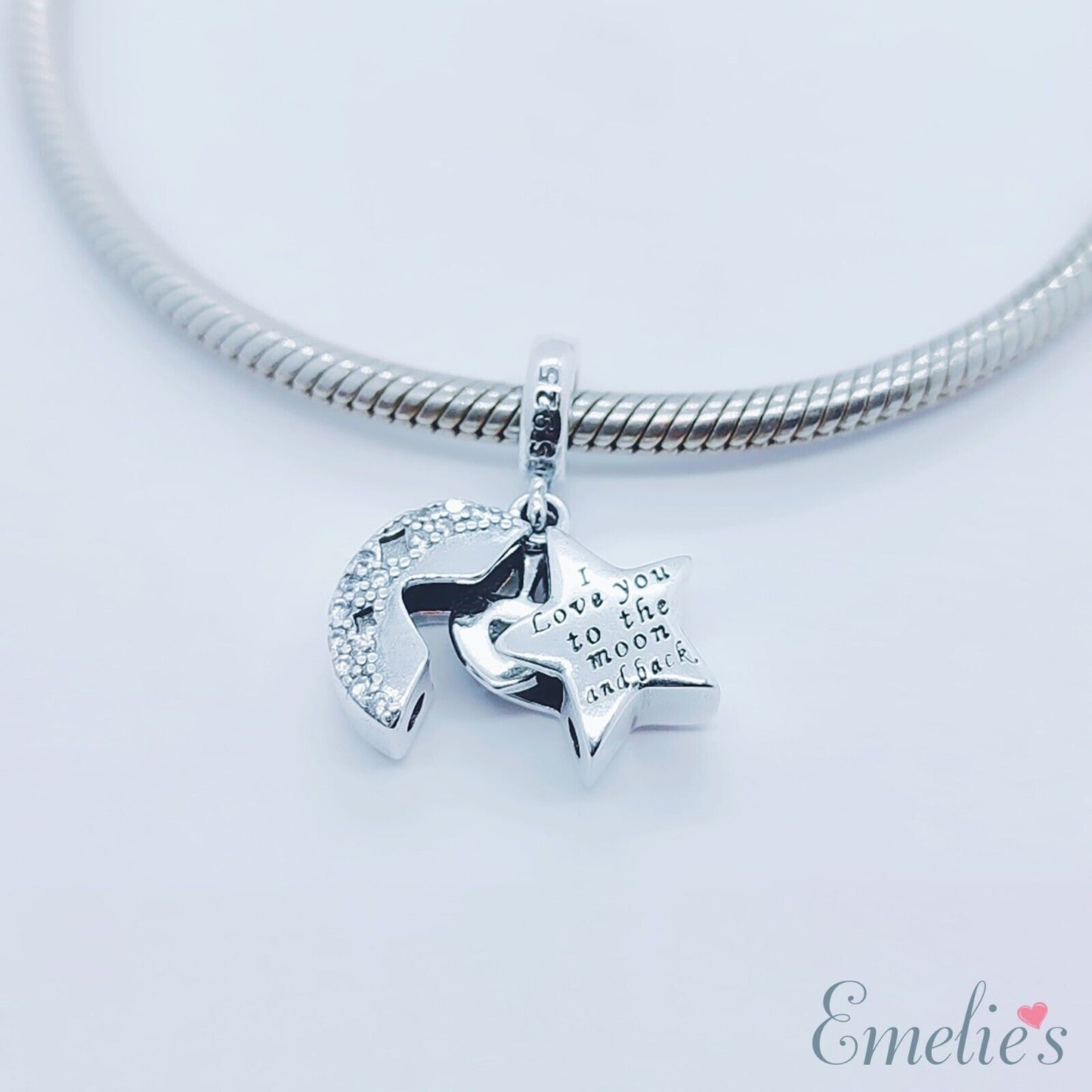 Niece I Love you to the Moon and Back Charm for Pandora Bracelet. S925 Sterling Silver