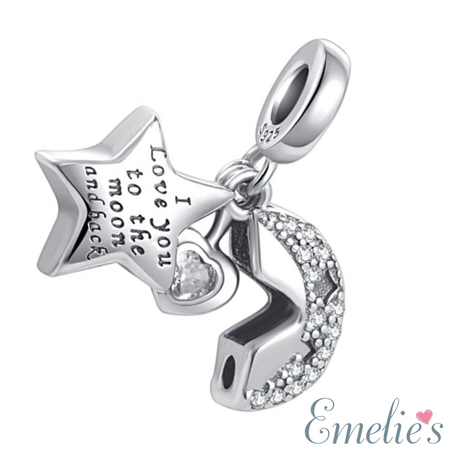 Niece I Love you to the Moon and Back Charm for Pandora Bracelet. S925 Sterling Silver