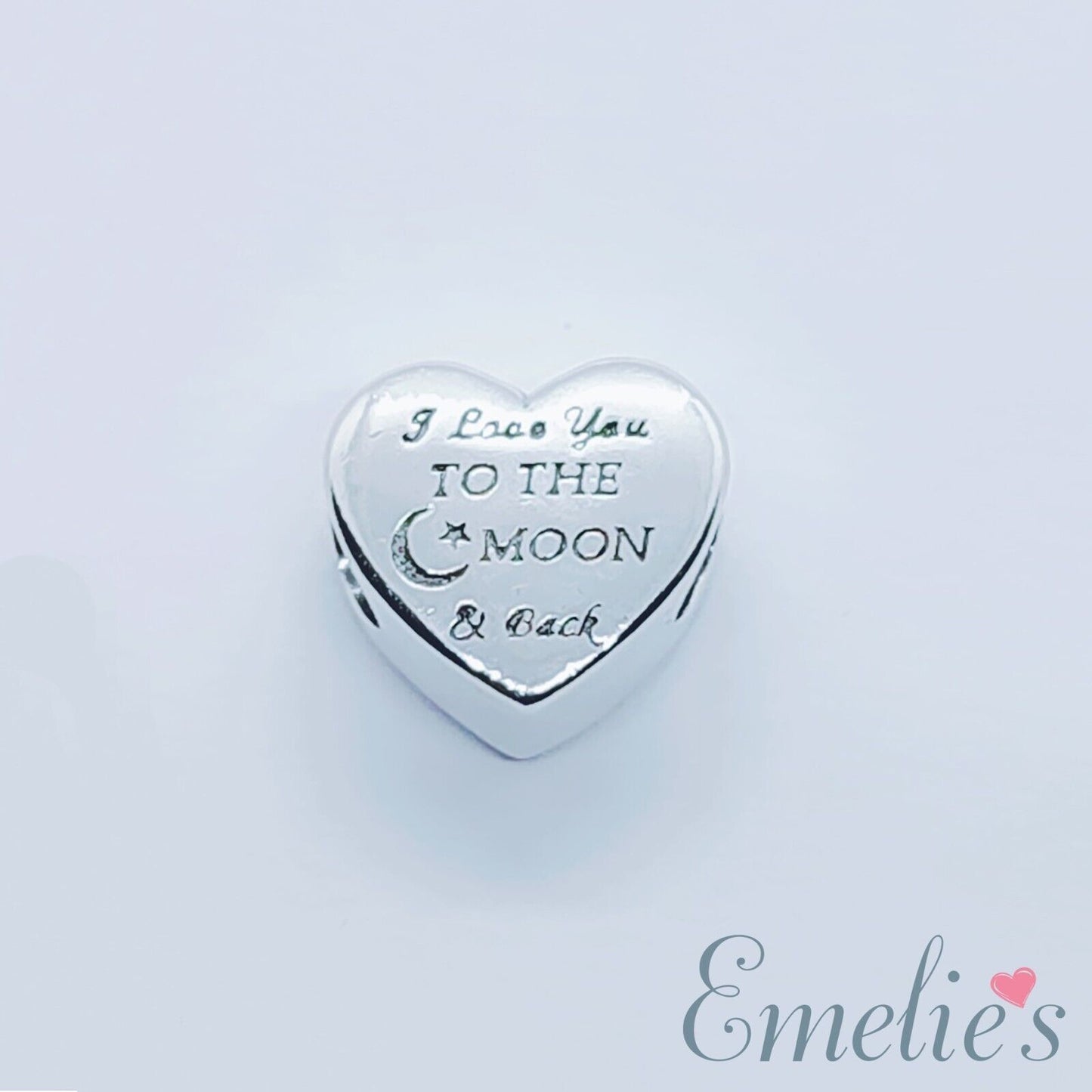 Daughter I Love you to the Moon and Back Charm for Pandora Bracelet. Sterling Silver
