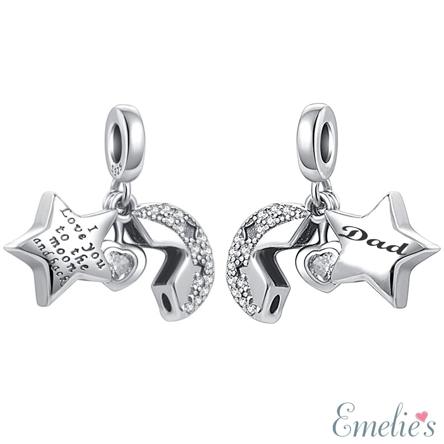 Dad Star and Moon Pandora Charm